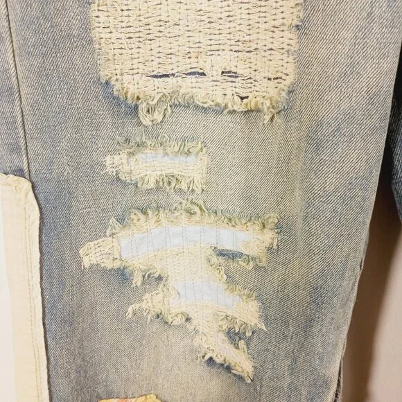 Oli & Hali Dawn Patchwork Wide Straight Jeans Size Small Mixed Media, Retro Edgy - Picture 10 of 16